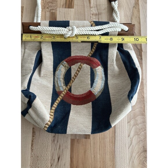 Kiel James Patrick Cape Cod Bag Purse Leather Strap Canvas Nautical Coastal - Picture 5 of 10